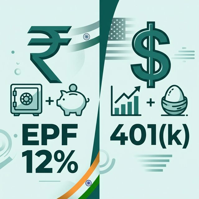 Comparison of India's EPF mandatory retirement savings and the US 401(k) and Social Security system